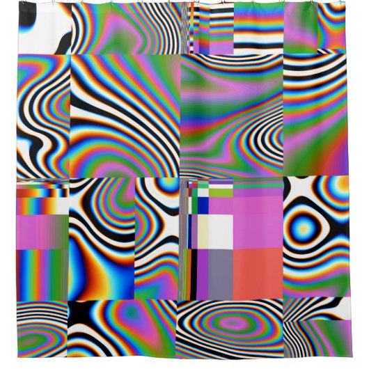 Lebhafter digitaler Abstrakt geometrischer Hinterg Duschvorhang (Vorderseite)