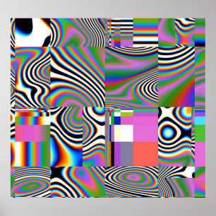 Lebhafter digitaler Abstrakt geometrischer Hinterg Poster