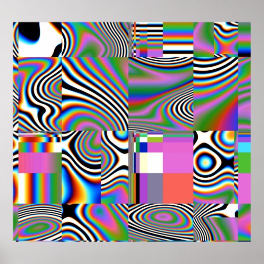 Lebhafter digitaler Abstrakt geometrischer Hinterg Poster (Vorne)