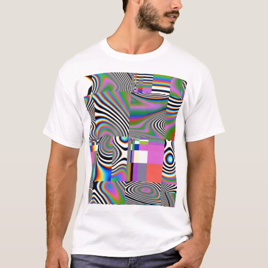 Lebhafter digitaler Abstrakt geometrischer Hinterg T-Shirt (Vorderseite)