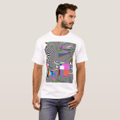 Lebhafter digitaler Abstrakt geometrischer Hinterg T-Shirt (Vorne ganz)
