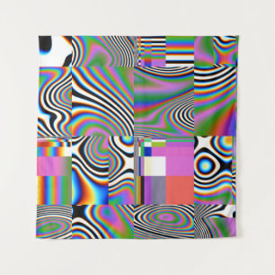 Lebhafter digitaler Abstrakt geometrischer Hinterg Wandteppich