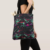 Lebhafter digitaler Glitch Geometric Tote-Sack Tasche (Von Nahem)