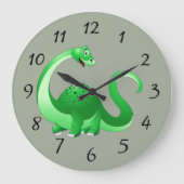 Lebhafter Dinosaurier Große Wanduhr (Vorderseite)