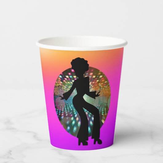 Lebhafter Disco-Tänzer Pappbecher (Rückseite)