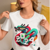 Lebhafter Drache 2024 - Moderne Zodiac-Grafik T-Shirt