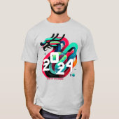 Lebhafter Drache 2024 - Moderne Zodiac-Grafik T-Shirt (Vorderseite)