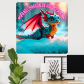 Lebhafter Drache in Snowy Realm Poster (Heimbüro)