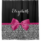 Lebhafter dunkelrosa Flachbanddruck mit Namen Duschvorhang (Vorderseite)