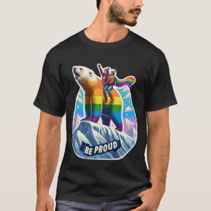 Lebhafter Eisbär Auf dem Berg mit Mädchen T-Shirt