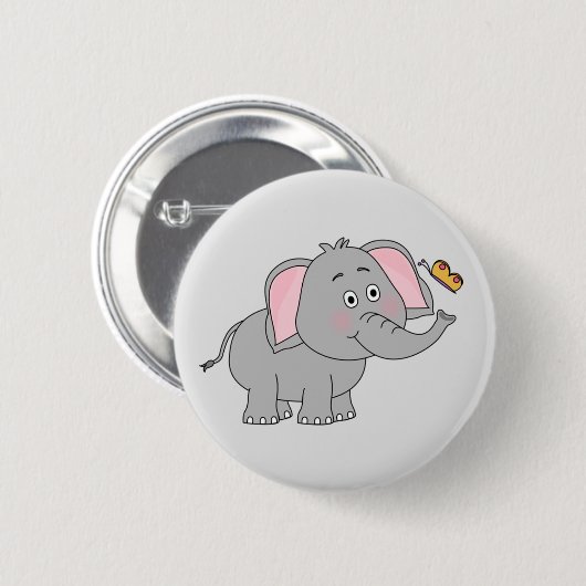 Lebhafter Elefant-Knopf Button (Vorne & Hinten)
