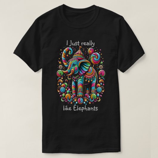Lebhafter Elefant mit einem Whimsikhut T-Shirt (Design vorne)