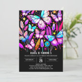 Lebhafter Elegant Custom Butterfly Geburtstag Einladung (Stehend Vorderseite)