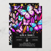 Lebhafter Elegant Custom Butterfly Geburtstag Einladung (Vorne/Hinten)