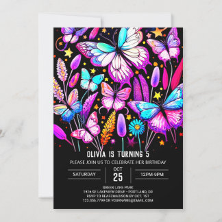 Lebhafter Elegant Custom Butterfly Geburtstag Einladung