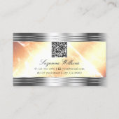 Lebhafter Elfenbeinpfirsich mit QR-Code für Silber Visitenkarte (Rückseite)