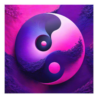 Lebhafter Erleuchtung Farbenfroher Yin Yang Symbol Fotodruck