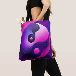 Lebhafter Erleuchtung Farbenfroher Yin Yang Symbol Tasche