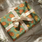 Lebhafter Fall Foliage Floral Pumpkin Geschenkpapier