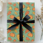 Lebhafter Fall Foliage Floral Pumpkin Geschenkpapier