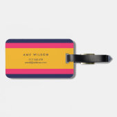 Lebhafter Farbblock Blau, Rosa und Gelb Gepäckanhänger (Rückseite horizontal)