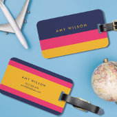 Lebhafter Farbblock Blau, Rosa und Gelb Gepäckanhänger