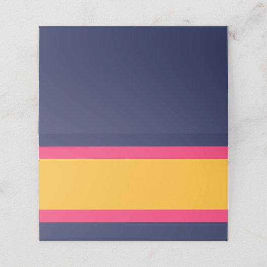 Lebhafter Farbblock Blau Rosa und Gelb Platzkarte (Außenseite Aufgefaltet)