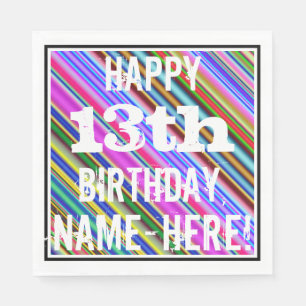 Lebhafter, farbenfroher 13. Geburtstag + Individue Serviette