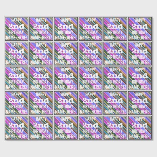 Lebhafter, farbenfroher 2. Geburtstag + Individuel Geschenkpapier (Flach)