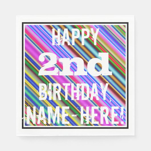 Lebhafter, farbenfroher 2. Geburtstag + Individuel Serviette (Vorderseite)