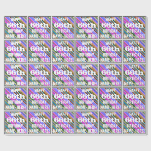 Lebhafter, farbenfroher 66. Geburtstag + Individue Geschenkpapier