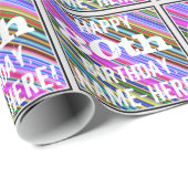 Lebhafter, farbenfroher 80. Geburtstag + Individue Geschenkpapier (Rolleneckpunkt)