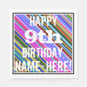 Lebhafter, farbenfroher 9. Geburtstag + Individuel Serviette