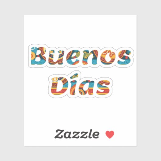 Lebhafter farbenfroher Buenos Días Spanischer gute Aufkleber (Blatt)