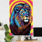 lebhafter, farbenfroher Löwe Poster (Heimbüro)