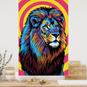 lebhafter, farbenfroher Löwe Poster (Küche)