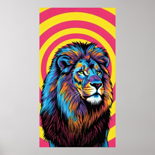 lebhafter, farbenfroher Löwe Poster (Vorne)
