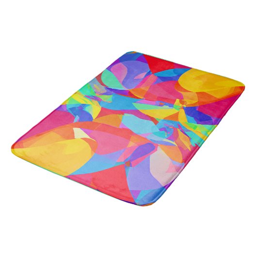 Lebhafter farbenfroher Mustermagen Badematte (Schrägansicht)