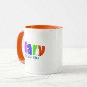 Lebhafter, farbenfroher Name "Mary", Personalisier Tasse (Vorderseite Links)
