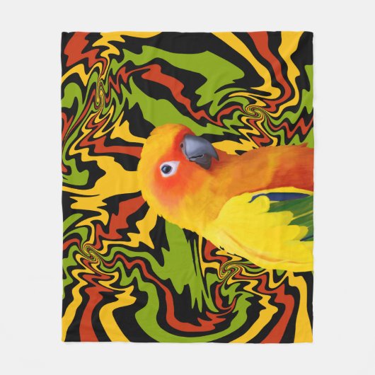 Lebhafter, farbenfroher Sonnencreme Fleecedecke (Vorderseite)