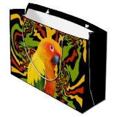 Lebhafter, farbenfroher Sonnencreme Große Geschenktüte (Rückseite Schrägansicht)