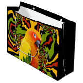 Lebhafter, farbenfroher Sonnencreme Große Geschenktüte (Vorderseite Schrägansicht)