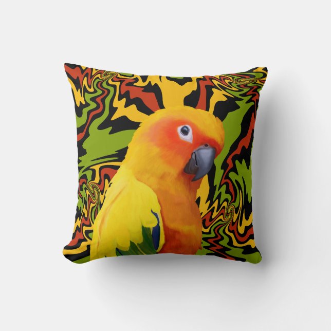 Lebhafter, farbenfroher Sonnencreme Kissen (Vorderseite)