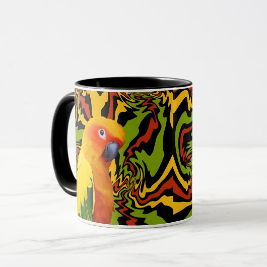 Lebhafter, farbenfroher Sonnencreme Tasse (Vorderseite Links)