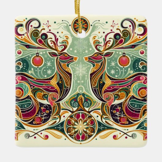 Lebhafter FarbReindeer Keramikornament (Vorderseite)