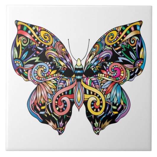 Lebhafter Farbschmetterling zeichnend Fliese (Vorderseite)
