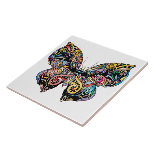 Lebhafter Farbschmetterling zeichnend Fliese (Seite)