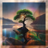 Lebhafter Farbtonbaum in einem Stream Fensteraufkleber (Blatt 2)