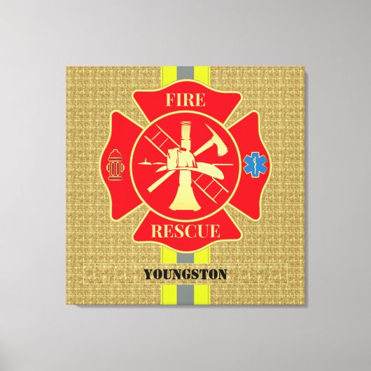 Lebhafter Feuerwehrmann Maltesische Kreuzkunst Leinwanddruck (Vorderseite)