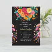 Lebhafter Fiesta Wedding Bouquet Junggeselinnen-Ab Einladung (Stehend Vorderseite)